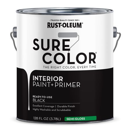 RUST-OLEUM Interior Paint, Semi-Gloss, Water Base, Black, 1 gal 380228